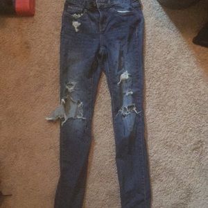 Ripped high rise jeans